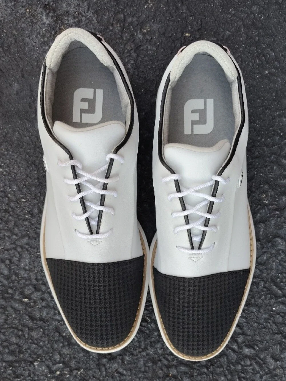 FootJoy White and Black Women's Athletic Golf Shoes - Picture 2 of 6